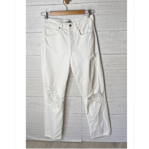 Revolve Agolde Jeans Womens Size 25 White 90's Fit Button Fly Destroyed Detail - Picture 4 of 16